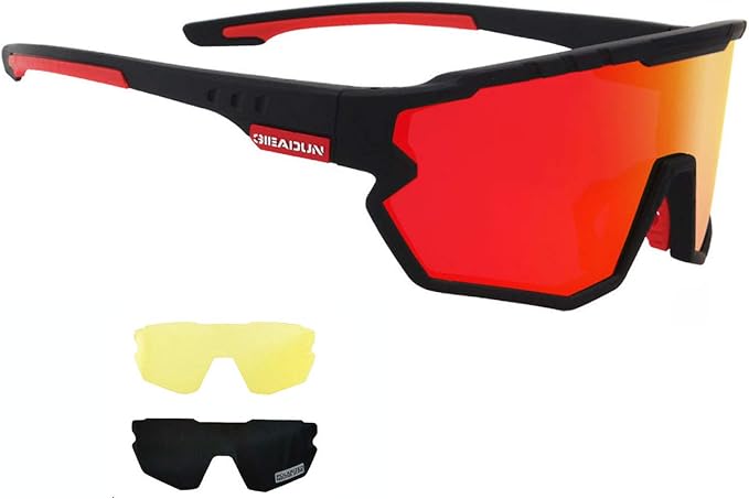 Polarized Men Women Sports Sunglasses, UV400 Wrap-Around Cycling Baseball TR90 Eyewear for Fishing Driving Softball