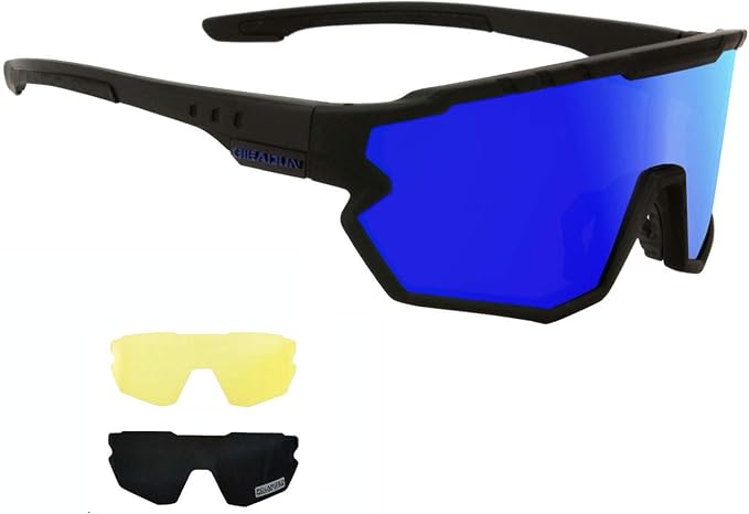 Polarized Men Women Sports Sunglasses, UV400 Wrap-Around Cycling Baseball TR90 Eyewear for Fishing Driving Softball