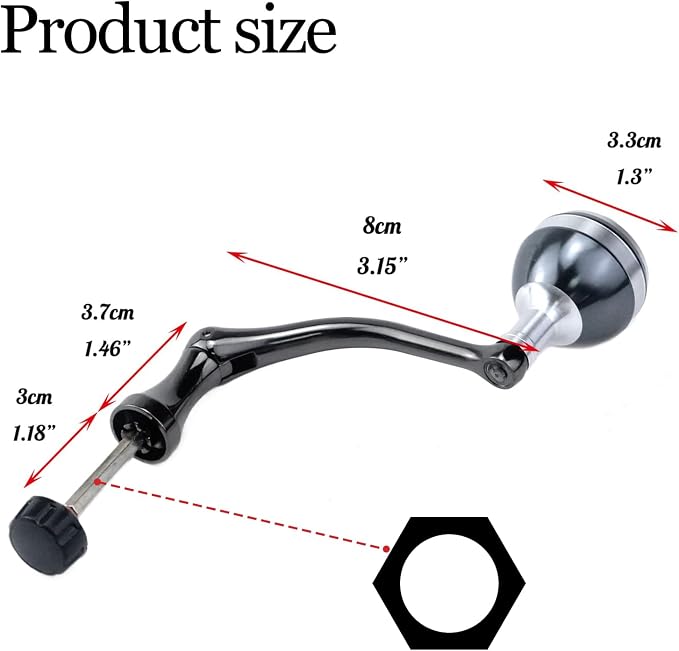 Crapyt Silver Fishing Reel Handle Knob Arm Grip Part Wheel Grasp Replacement Power Handle Spinning Crank Handle Rotary Knob Metal 1 PCS Tackle Wheel Ball Shake
