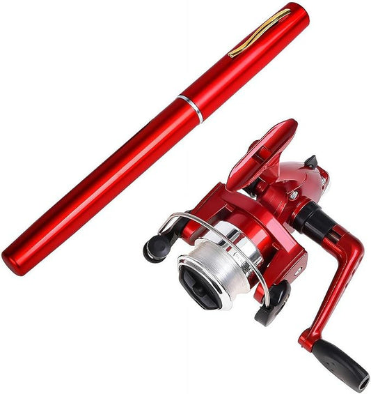 Pen Fishing Rod Kit,Pocket Size Fishing Rod,Mini Pocket Telescopic Rod with Spinning Reel,Portable Collapsible Telescopic Fishing Pole,Fishing Rod Reel Combo Kit for Saltwater Freshwater