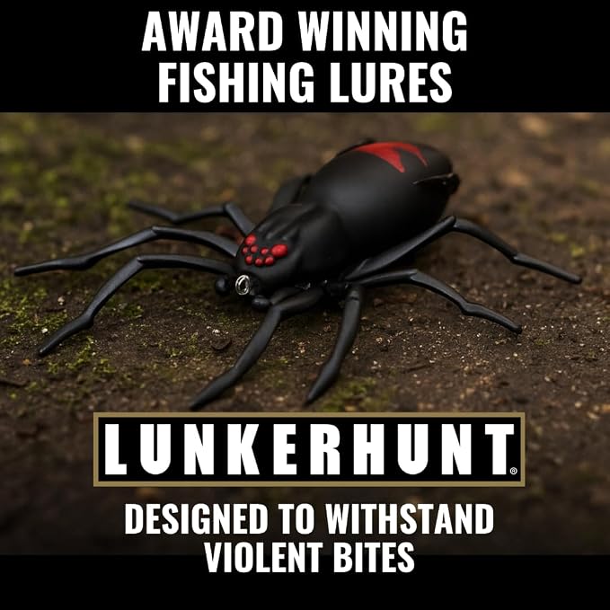 LUNKERHUNT Phantom Spider Lure for Bass Fishing (2.5 Inch) | Topwater Spider Fishing Lure with Natural Walking Action | Soft Hollow Body Weedless Hooks for Trout and Pike