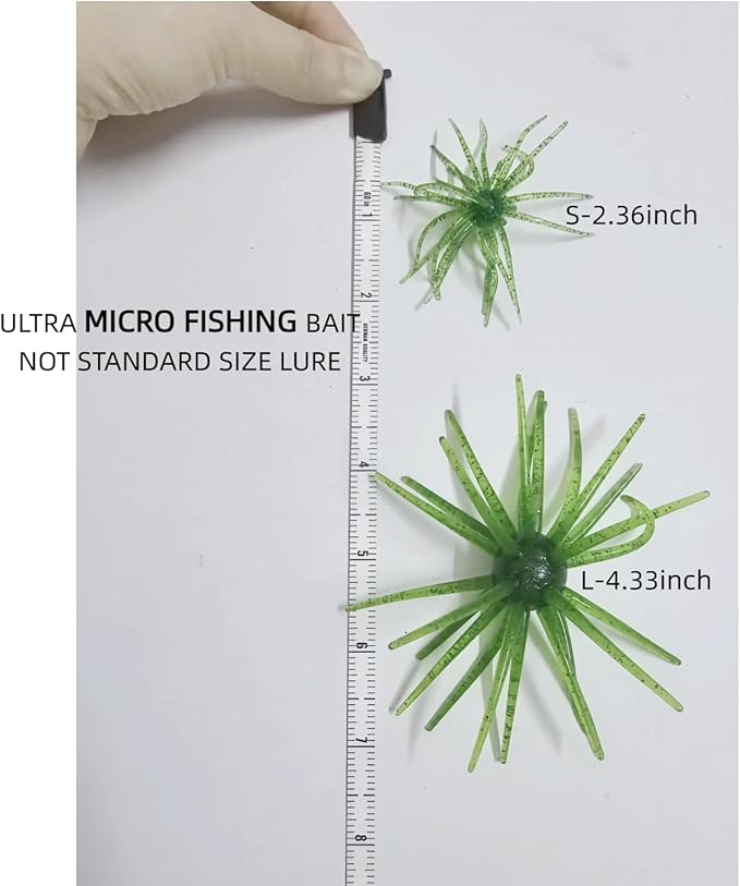 Creature Bait for Bass Fishing – Soft Plastic Fishing Lures, Fuzzy Dice & Sea Urchin Style Finesse Bait for Freshwater, Trout & Crappie with Tackle Box