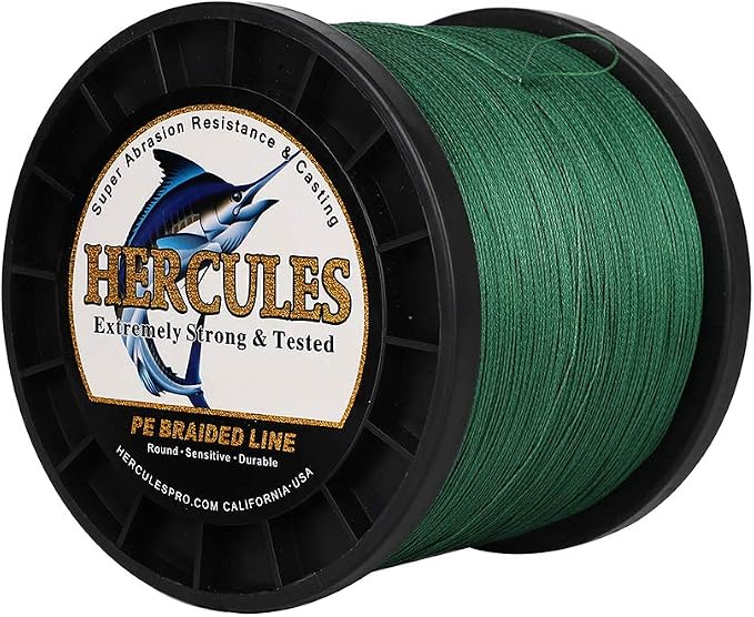 HERCULES Cost-Effective Super Cast 8 Strands Braided Fishing Line 10LB to 300LB Test for Salt-Water,109/328/547/1094 Yards(100M/300M/500M/1000M),Diam.#0.12MM-1.2MM,Hi-Grade Performance,Variety Colors