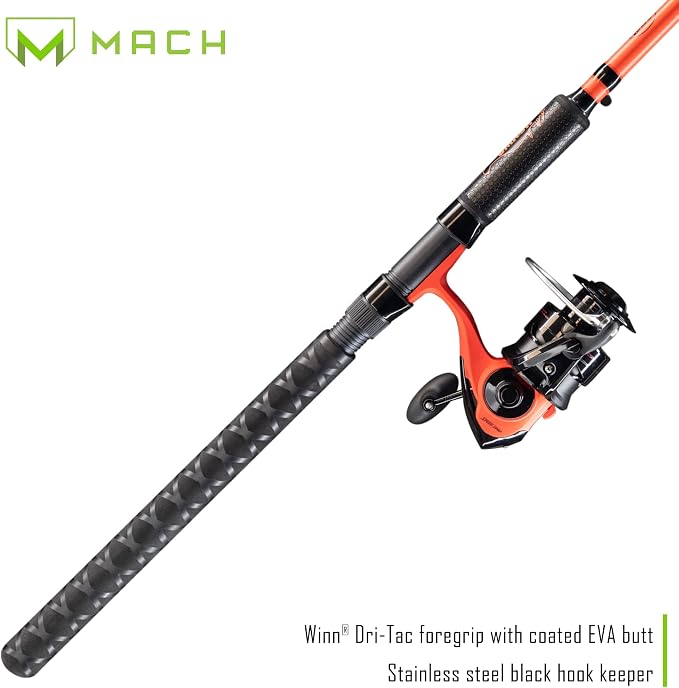 Lew's Cat Smash Spinning Reel and Fishing Rod Combo, 7-Foot 2-Inch 1-Piece IM6 Graphite Fishing Rod, Right or Left-Hand Retrieve, Red