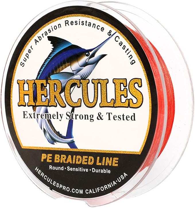 HERCULES Cost-Effective Super Cast 8 Strands Braided Fishing Line 10LB to 300LB Test for Salt-Water,109/328/547/1094 Yards(100M/300M/500M/1000M),Diam.#0.12MM-1.2MM,Hi-Grade Performance,Variety Colors