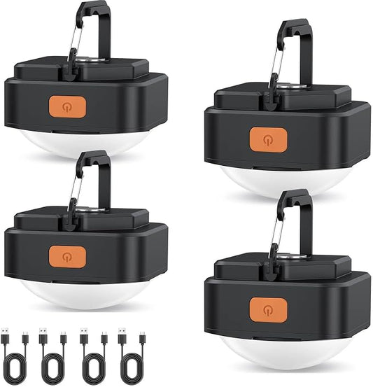 Rechargeable Camping Lights FLY2SKY 2Pcs Black Tent Lights Mini Flashlight Portable LED Camping Lantern Survival Gear Camping Accessories for Hiking Backpacking Fishing Hurricane Emergency Outage