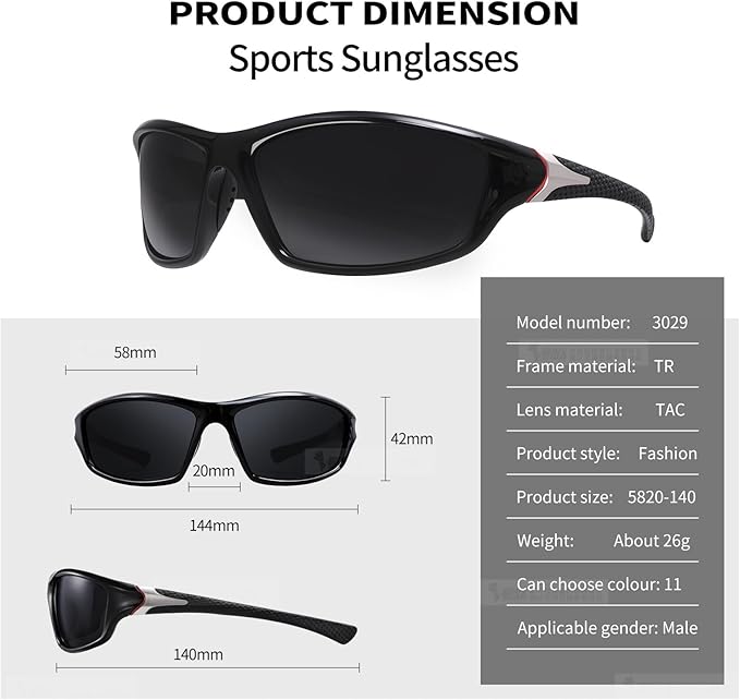 Polarized Sports Sunglasses For Men Women Unbreakable Frame Cycling Driving Fishing UV400 Protection