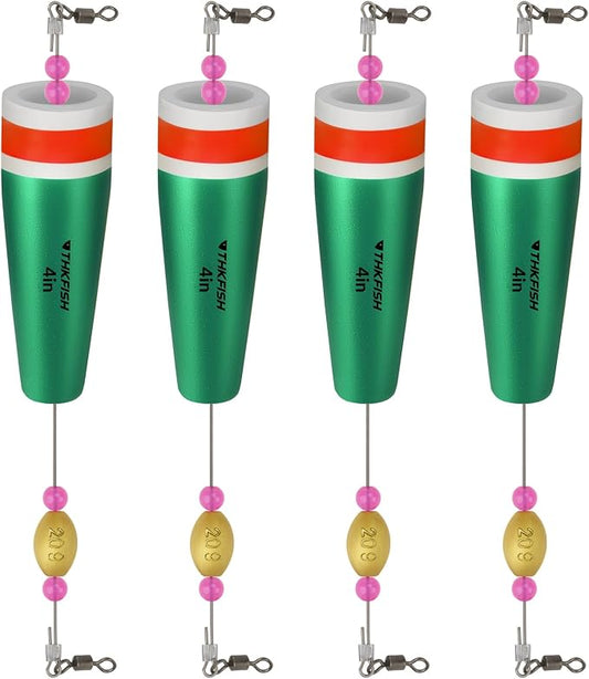 THKFISH Fishing Floats Bobbers Fishing Popping Cork Trout Float Rig Weighted Popping Floats Cork Trout Floats for Fishing Saltwater 4PCS
