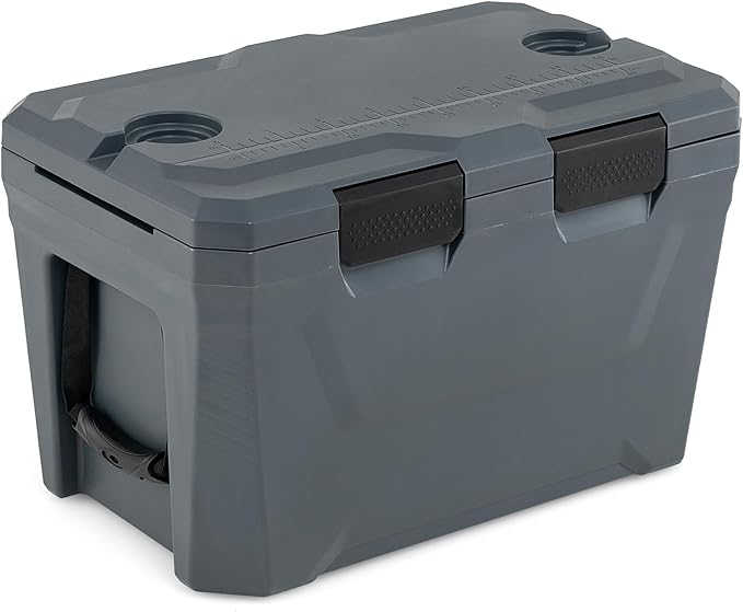 COSTWAY Insulated Portable Cooler, Hard Shell Ice Chest w/ 2 Cup Holders, Bottle Opener, Drain Plug, 3-Day Ice Retention, Outdoor Leak-Proof Dry Box for Beach, Camping, Fishing, Picnic