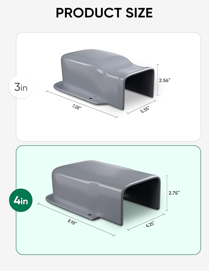 4" Entry Wall Cover Line Cover Set Parts PVC Accessory for Decorative for Ductless Mini Split, Central AC and Heat Pumps, Grey