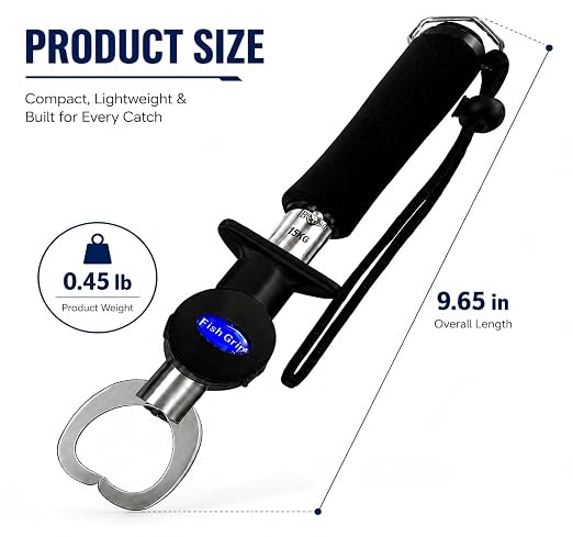 Multifunctional Fishing Scale Fish Lip Gripper with Ruler, 33 lb Portable Fish Grabber Tool with Non-Slip Handle and Wrist Strap for Freshwater Saltwater Fishing