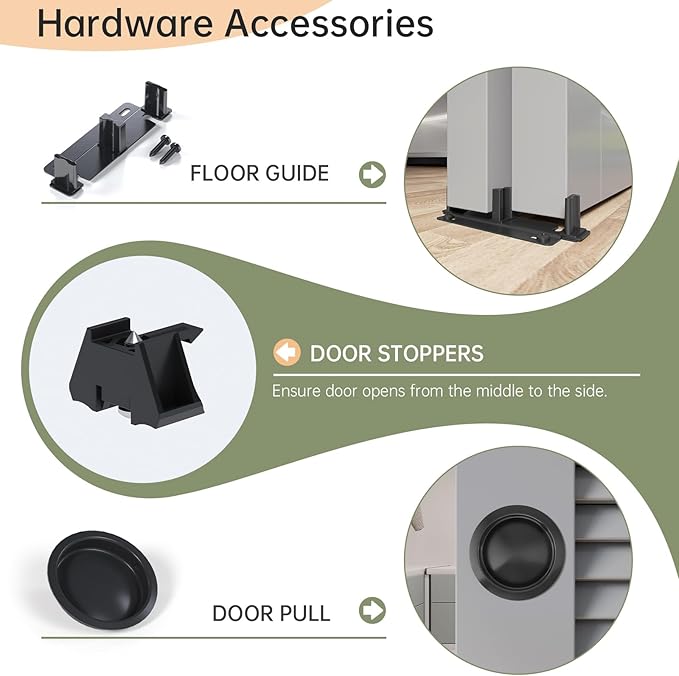 EaseLife 10FT/120in Bypass Double Sliding Pocket Door Hardware Kit,Commercial Grade,Aluminum,Bypassing Wardrobe Closet Door Track for 4 Door System,Slide Smoothly Quietly,Easy Install,Black,No Door