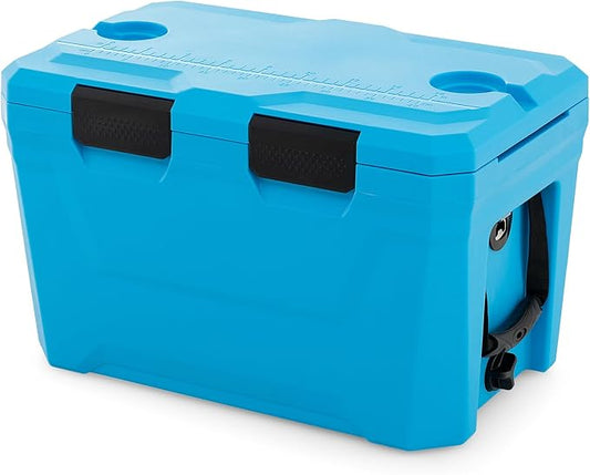 KOTEK 21qt Hard Cooler, Insulated Portable Ice Chest with Drain Plug, Bottle Opener & Cup Holders, Outdoor Cooler with Handle for Camping, Beach, Fishing and Boating