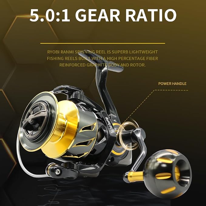 Rooblinos SW Long Shot Jigging Spinning Reel, Full Metal Body,Ultra Smooth,Powerful,Saltwater Big Fishing Reel 4000/6000/8000,9+1 BB, 66LB Max Drag, Lightweight, Inshore Offshore Surf Reel