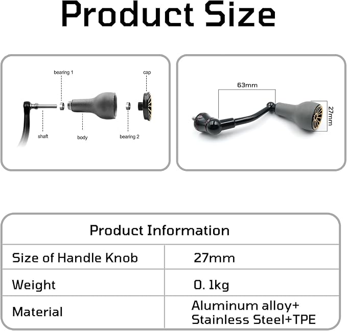 63mm Fishing Spinning Reel Handle Replacement for Shimano Stradic FL/FM Stella Vanford