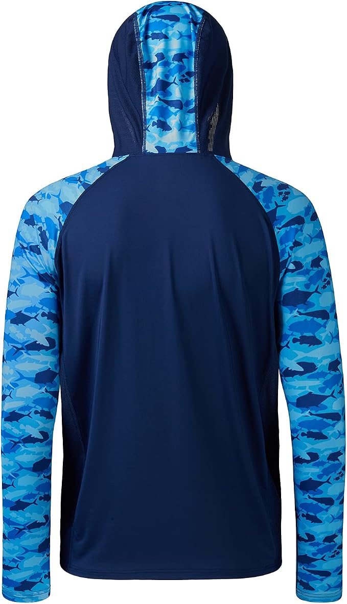 BASSDASH Men’s UPF 50 Performance Fishing Shirt Cooling Hoodie Camo Long Sleeve FS17M