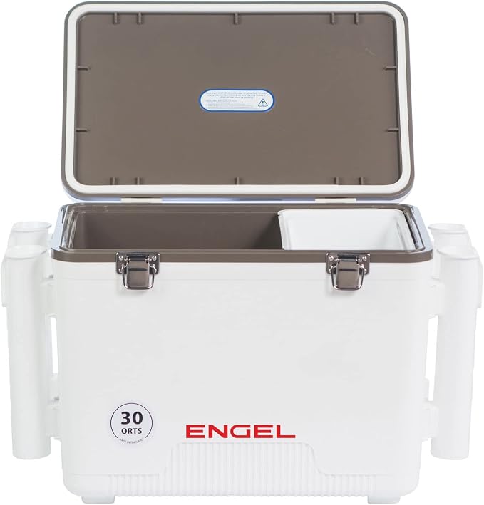 Engel UC30 Leak-Proof, Air Tight, Fishing Drybox Cooler with Built-in Fishing Rod Holders, Also Makes The Perfect Hard Shell Lunchbox for Men and Women