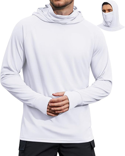 COOFANDY Mens UPF 50+ Sun Protection Hoodie with Mask Lightweight Long Sleeve SPF Fishing Shirts UV Hiking Running Rash Guard
