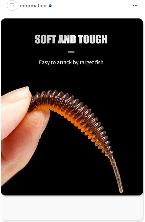 50-Piece 5ColorsTPE Threaded Needle-Tail Soft Lure - Lifelike Worm-Shaped Artificial Bait for Freshwater Fishing 1.57in 0.012oz 1.97in 0.026oz
