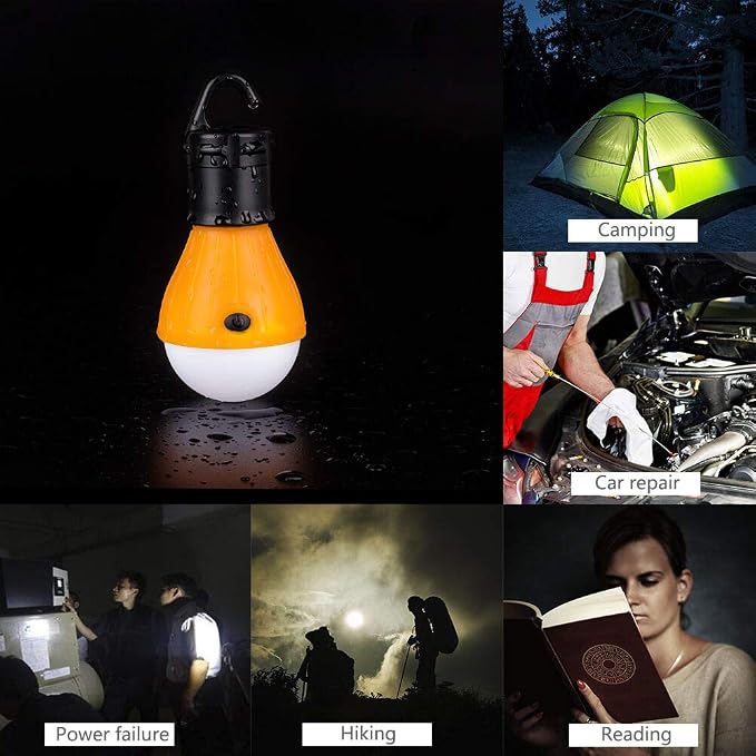 3LED Fishing Light Outdoor Camping Light Emergency Light Portable Camping Light Fishing Camping Light Lamp Hanging Bulb Tent led Light (4pcs Mix Color)