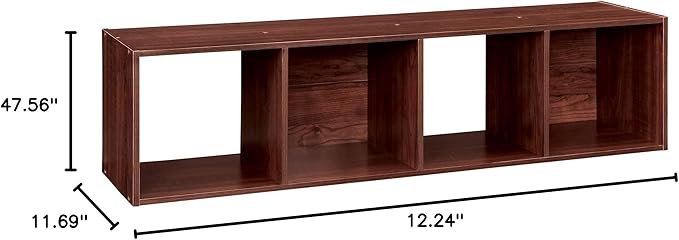 ClosetMaid Cubeicals 4 Cube Storage Shelf Organizer Bookshelf, Stackable, Vertical or Horizontal, Easy Assembly, Wood, Dark Cherry Finish