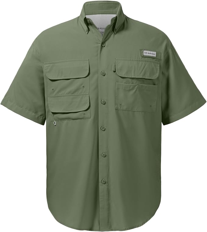 Bassdash UPF 50 Men’s Fishing Dress Shirt Button Down Woven Short Sleeve Outdoor