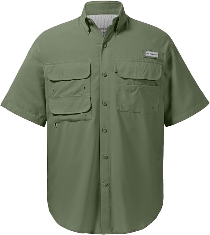 Bassdash UPF 50 Men’s Fishing Dress Shirt Button Down Woven Short Sleeve Outdoor
