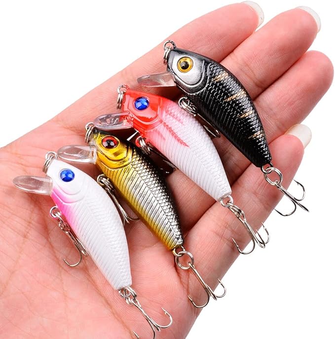 Aorace Fishing Lures Kit Mixed Including Minnow Popper Crank Baits with Hooks for Saltwater Freshwater Trout Bass Salmon Fishing