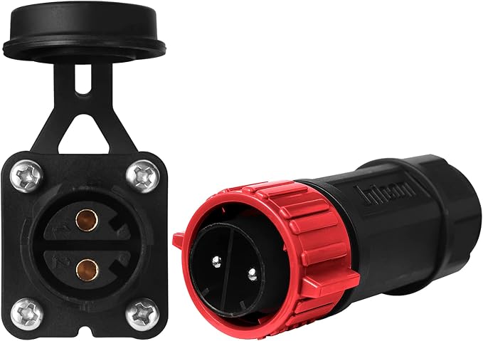 Trolling Motor Plug Receptacle Set, 12V/24V/ 36V/48V Plug for Trolling Motor/Down Rigger/Fishing Reel,Waterproof Marine Boat DC Power Connector