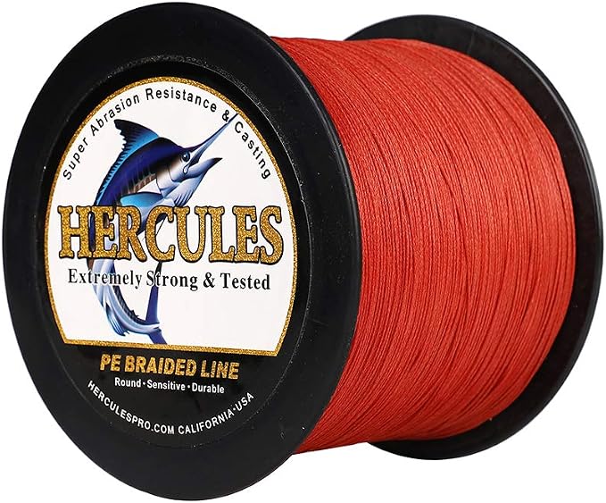 HERCULES Cost-Effective Super Cast 8 Strands Braided Fishing Line 10LB to 300LB Test for Salt-Water,109/328/547/1094 Yards(100M/300M/500M/1000M),Diam.#0.12MM-1.2MM,Hi-Grade Performance,Variety Colors