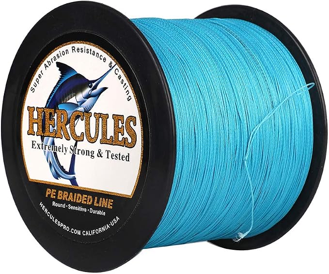 HERCULES Cost-Effective Super Cast 8 Strands Braided Fishing Line 10LB to 300LB Test for Salt-Water,109/328/547/1094 Yards(100M/300M/500M/1000M),Diam.#0.12MM-1.2MM,Hi-Grade Performance,Variety Colors