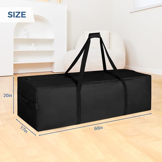 COOLBEBE 60" Sports Duffle Bag - 332L Extra Large Travel Duffel Luggage Bag with Upgrade Zipper, Sturdy & Water Resistant Long Duffle Bag for Camping Moving (Black 60inch)