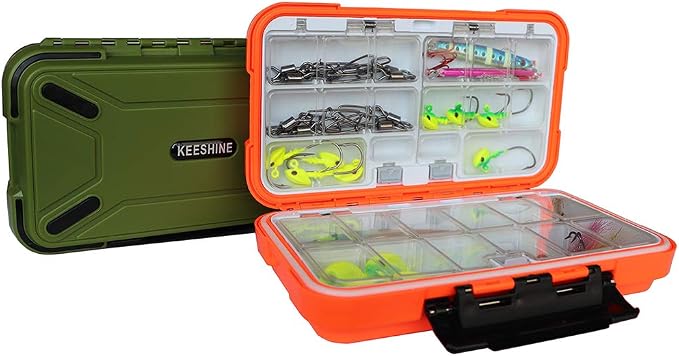 SMALL Fishing Tackle Box, Floating Storage Box, Double-Sided Fishing Lure Box with Adjustable Dividers Storage Jewelry Organizer Making Kit Container for Lure Hook Beads Earring Tool(Orange)