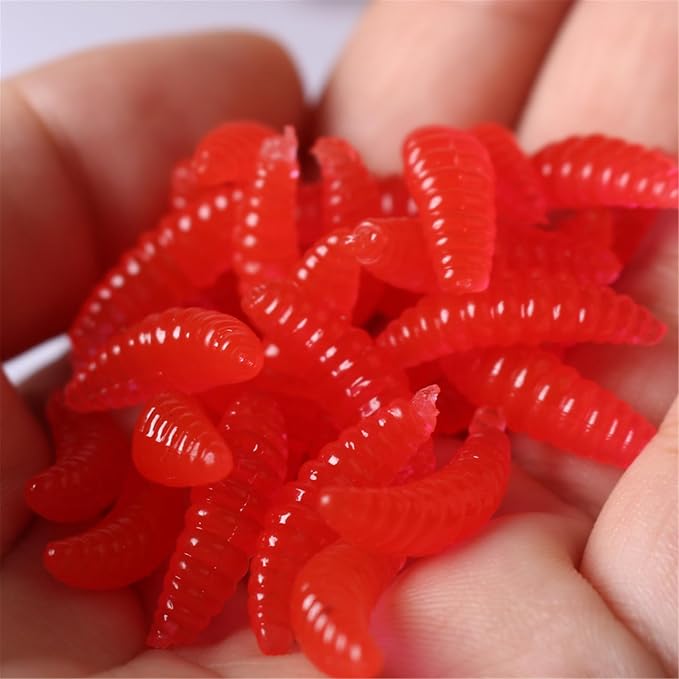 50Pcs Soft Fishing Lures Earthworms Baits Maggot Smell Silicone Artificial Tackle Accessories Earthworms