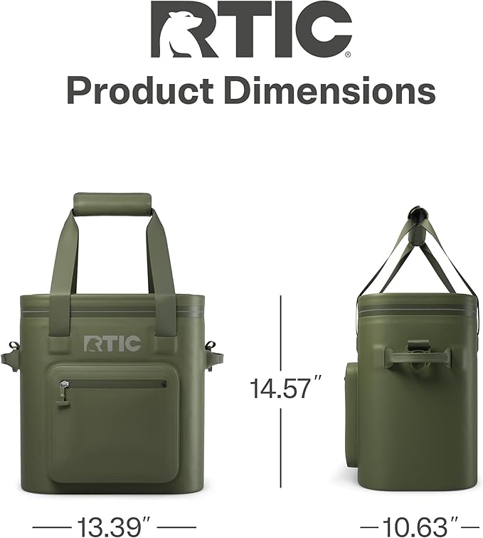 RTIC Ultra-Tough Soft Cooler Pro, Insulated, Waterproof, Leak Proof, Portable Floating Bag for Beverage, Drink, Lunch, Outdoor, Beach, Car, Camping, Picnic, Fishing, Boat