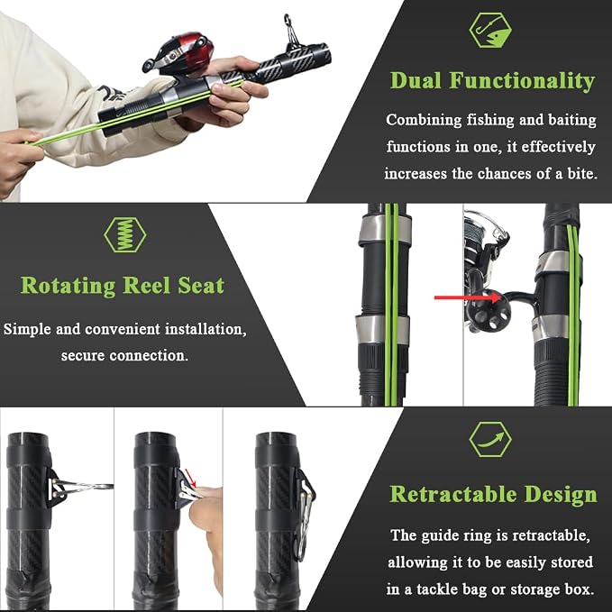 SUFFUSE Fishing Catapult Rod, Portable Carbon Fiber Fishing Poles and Reels Combo for Projecting Lures, Compact Freshwater and Saltwater Fishing Gear for Anglers Traveling