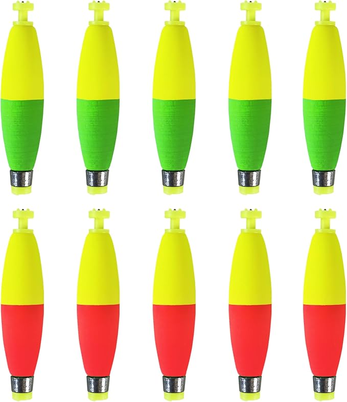 Weighted Bobbers for Fishing Floats EVA Foam Snap-on Fishing Bobbers for Crappie Bluegill Panfish Trout Catfish Bass 10 Packs
