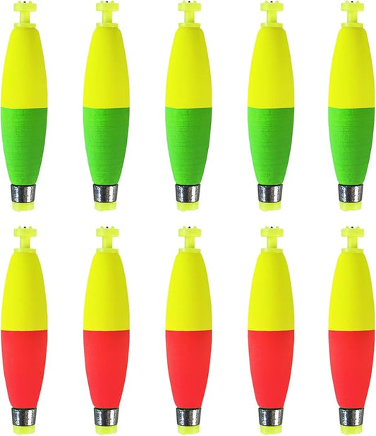 Weighted Bobbers for Fishing Floats EVA Foam Snap-on Fishing Bobbers for Crappie Bluegill Panfish Trout Catfish Bass 10 Packs