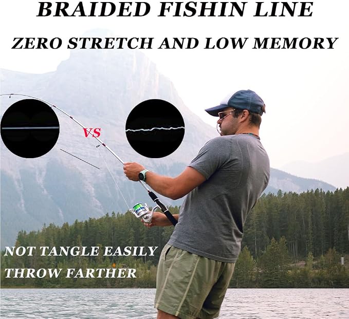 Braided Fishing Line, Strong Power, Great Abrasion Resistance, Thin Diameter, No Stretch, Low Memory and High Sensitivity(164/328/547/1093Yds) 10/15/20/30/40/50/60/70/80/100LB,4/8 Strands