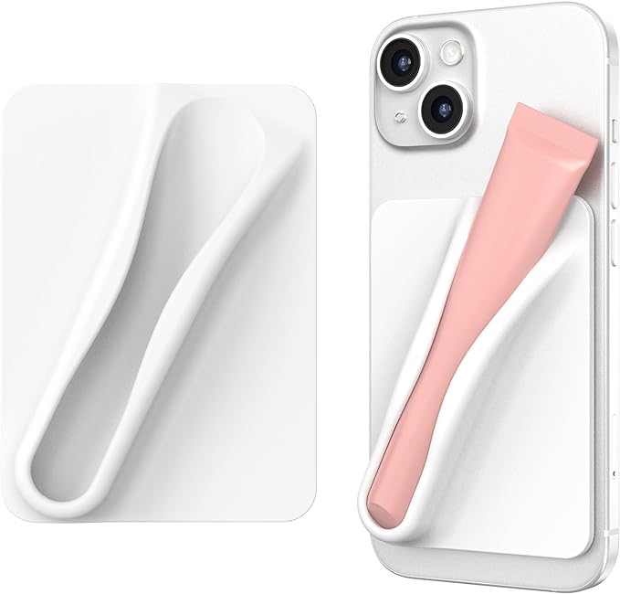 DOB SECHS Silicone Lip Holder for Cell Phone Lipstick Lip Glaze Phone Case Adhesive Back Stick On Holder for iPhone and Android Phones, Grey