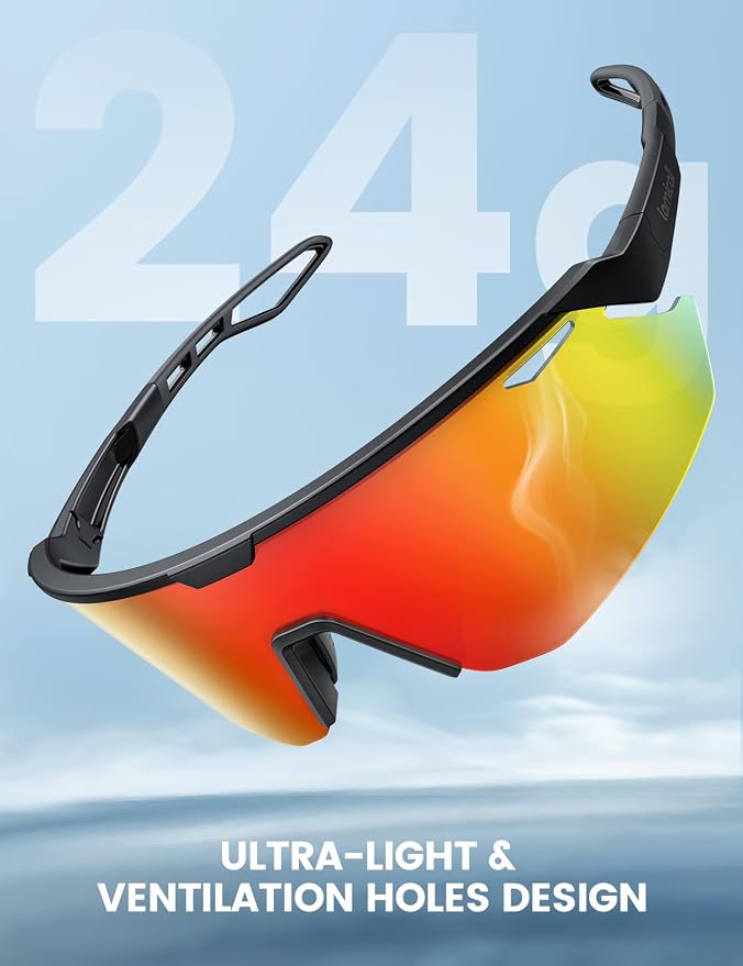 Lamicall 24g Polarized Sports Sunglasses for Men Women - UV400 Protection Sun Glasses for Baseball Running Cycling Fishing