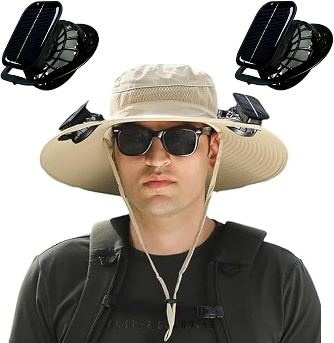 ZRW Hat with Fan,Solar Fan Hat,Fan Hats for Men with 2 Solar Fan,Outdoor Fishing,Waterproof Outdoor Hiking Camping Fishing