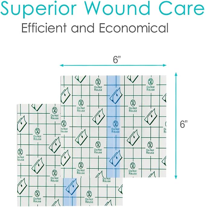 Waterproof Shower Cover Shields for Dialysis Port Picc Line Chest Catheter PD Peritoneal Dialysis Chemo Port Feeding Tube G-Tube Patient Shower Protector, 6"x6"(Pack of 50)