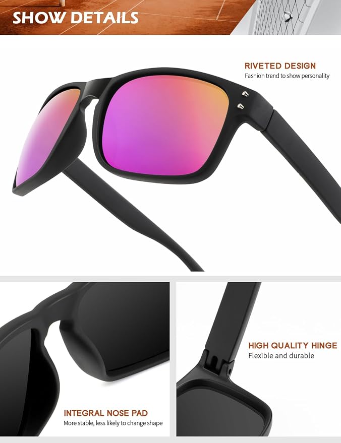 KALIYADI Polarized Sunglasses for Men and Women Vintage Style Sun Glasses for Fishing Running Driving with UV Protection