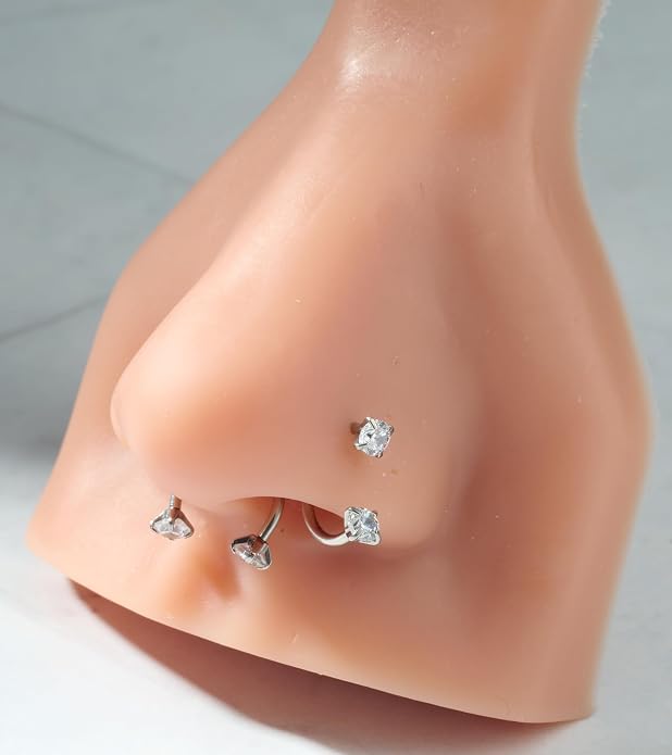 MODRSA 20g 16g 18g Piercing Taper Internal Threaded Piercing Taper Insertion Threader Tool Threadless Jewelry Changing Tool Horseshoe Nose Ring Labret Earring Studs Applicator Piercing Ball Grabber