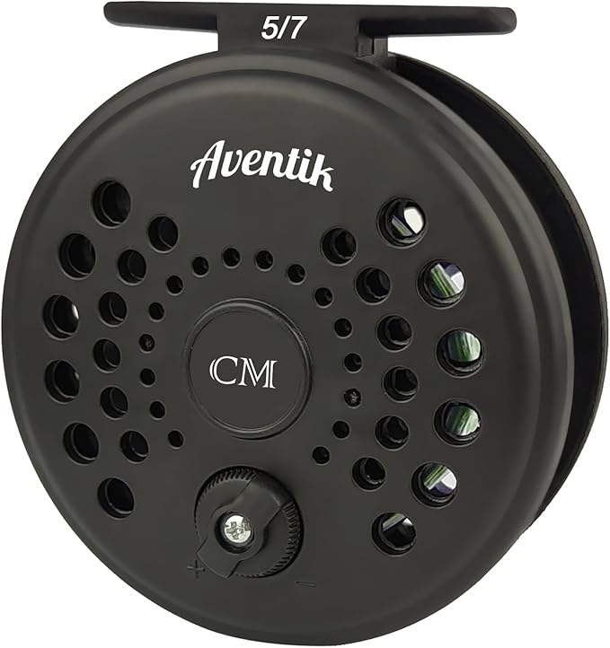 Aventik CM Graphite Fly Reel Click Drag System Classic IV Graphite Large Arbor Sizes 3/5, 5/7 Fly Fishing Reels