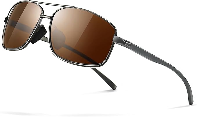 SUNGAIT Ultra Lightweight Rectangular Polarized Sunglasses Men UV400 Protection