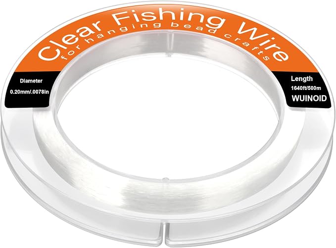 Clear Fishing Line Wire 755 ft, Invisible Monofilament Fishing Line Wire, Nylon String for Hanging Balloons Garland Crafts Picture Decorations, Clear String Threads Cords WUINOID