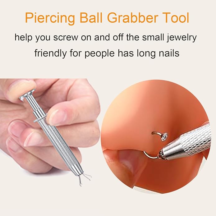 MODRSA 20g 16g 18g Piercing Taper Internal Threaded Piercing Taper Insertion Threader Tool Threadless Jewelry Changing Tool Horseshoe Nose Ring Labret Earring Studs Applicator Piercing Ball Grabber