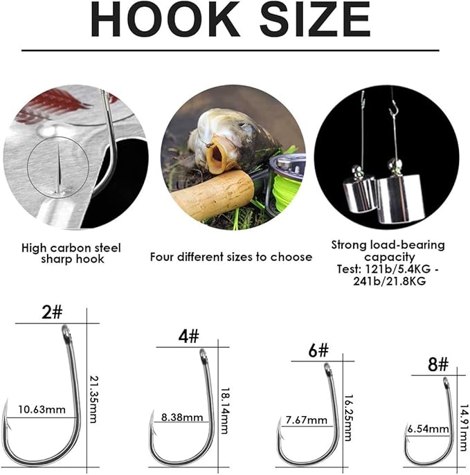 YOTO 24PCS-Carp-Fishing-Hair-Rigs,Carp Fishing Gear with Wide Gape Hook,Zig Rigs Carp Fishing Kit with Carp Accessories